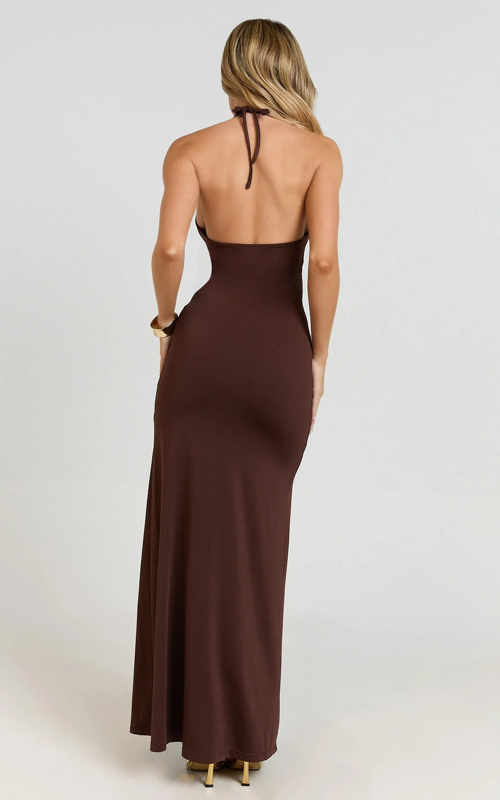 Romantic Sheath Halter Neck Sleeveless Ruffled Front Floor Length Plus Size Evening Dress