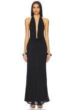 Romantic Sheath Halter Neck Sleeveless Tie Back Floor Length Evening Dress