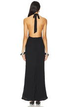 Romantic Sheath Halter Neck Sleeveless Tie Back Floor Length Evening Dress