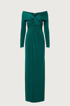 Romantic Sheath Off Shoulder Long Sleeve Knot Front Floor Length Plus Size Prom Dress