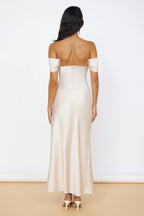 Romantic Sheath Off Shoulder Short Sleeve Open Back Floor Length Prom Dress