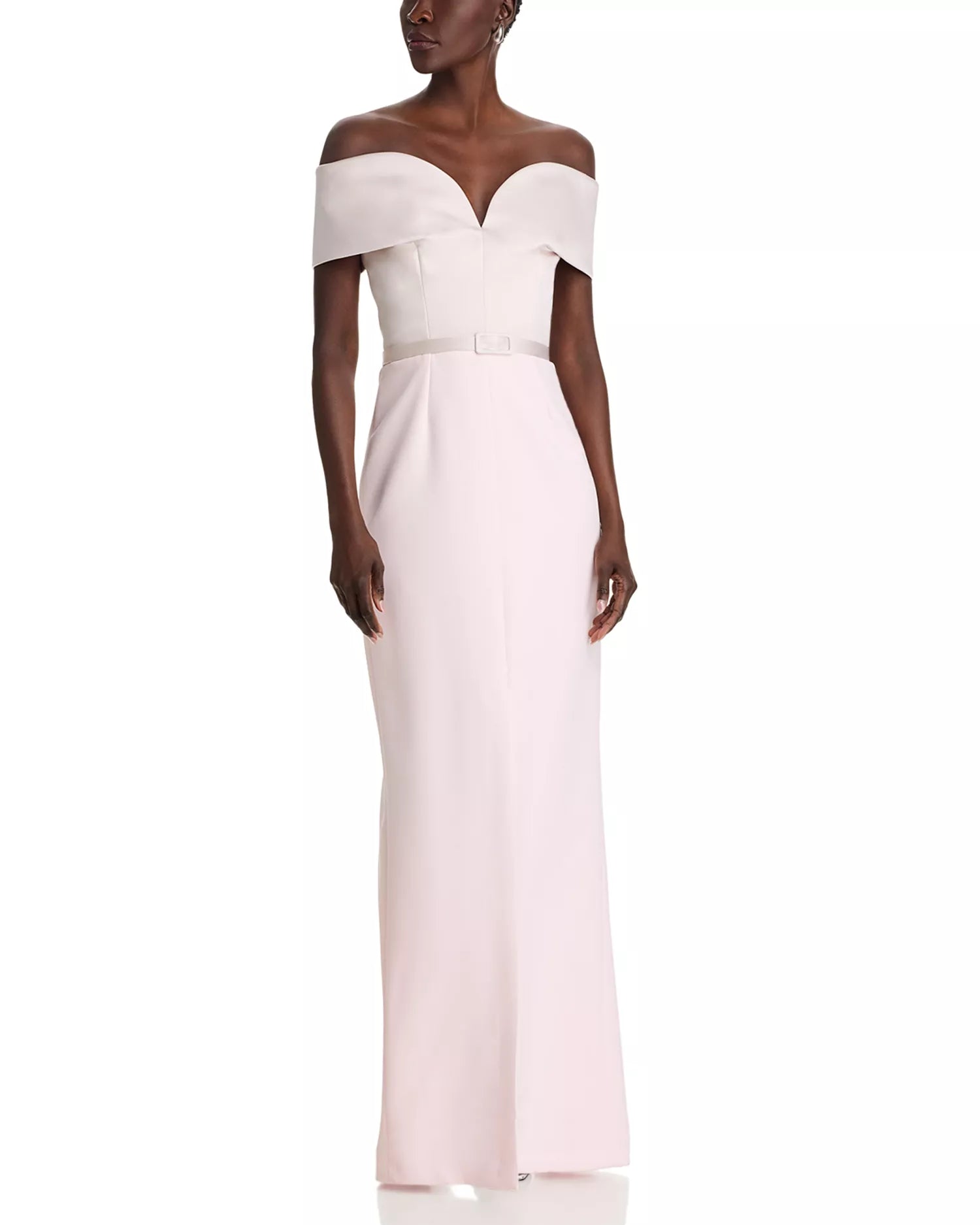 Romantic Sheath Off The Shoulder Short Sleeve Slit Back Floor Length Prom Dress