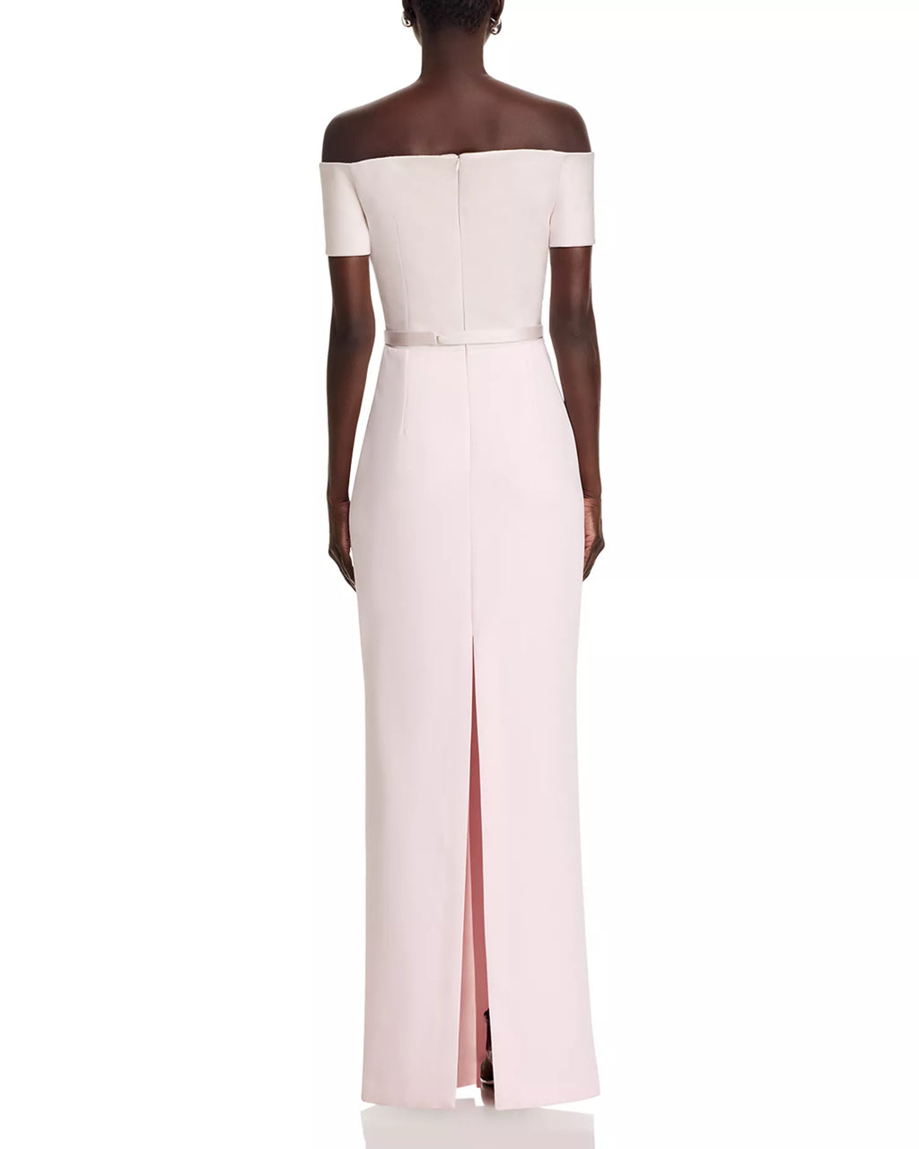 Romantic Sheath Off The Shoulder Short Sleeve Slit Back Floor Length Prom Dress