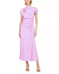 Romantic Sheath One Shoulder Draped Sleeve Ruched Back Midi For Sale Prom Dress