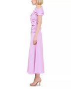 Romantic Sheath One Shoulder Draped Sleeve Ruched Back Midi For Sale Prom Dress