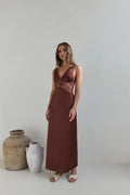 Romantic Sheath Plunge Neck Sleeveless Lace Up Back Floor Length Prom Dress