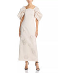 Romantic Sheath Square Neck Puff Sleeve Floral Appliqué Floor Length For Adults Prom Dress ﻿
