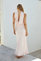 Romantic Sheath Strapless Sleeveless Draped Back Floor Length Prom Dress
