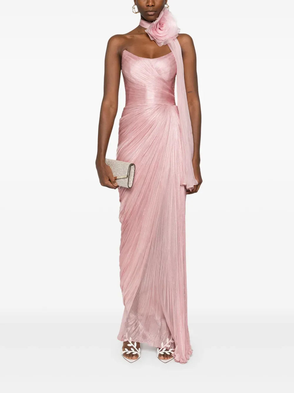 Romantic Sheath Sweetheart Neck Flower Sleeveless Open Back Floor Length Prom Dress
