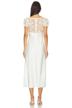 Romantic Sheath Sweetheart Neck Lace Cap Sleeve Open Back Midi Evening Dress