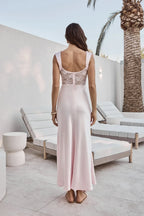 Romantic Sheath Sweetheart Neck Sleeveless Lace Trimmed Floor Length Prom Dress