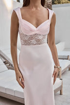 Romantic Sheath Sweetheart Neck Sleeveless Lace Trimmed Floor Length Prom Dress