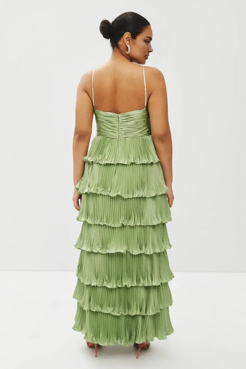 Romantic Sheath Sweetheart Neck Sleeveless Tiered Ruffle Floor Length Plus Size Prom Dress