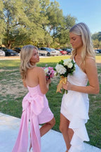 Romantic Strapless Bodycon Mini Dress with Oversized Back Bow