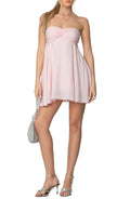 Romantic Strapless Tie Neck Ruched Back Short Length Homecoming Dress