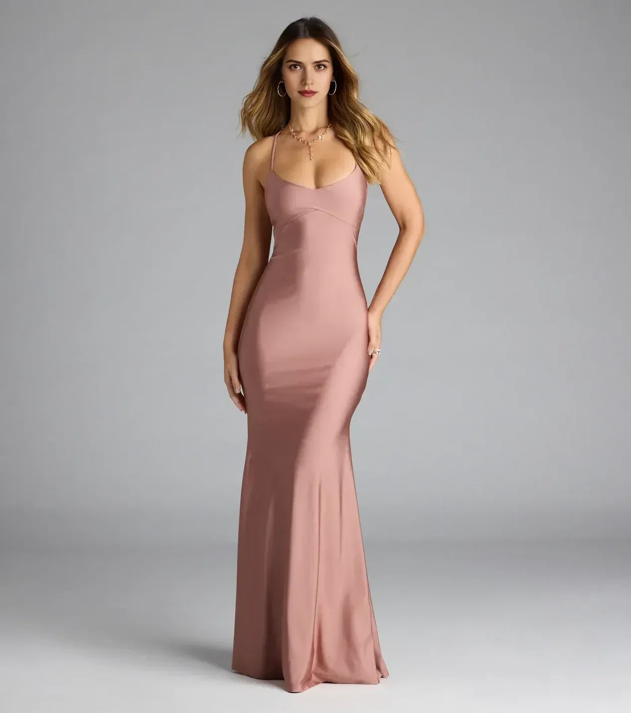 Romantic Trumpet Sweetheart Neck Spaghetti Strap Lace Up Back Floor Length Prom Dress