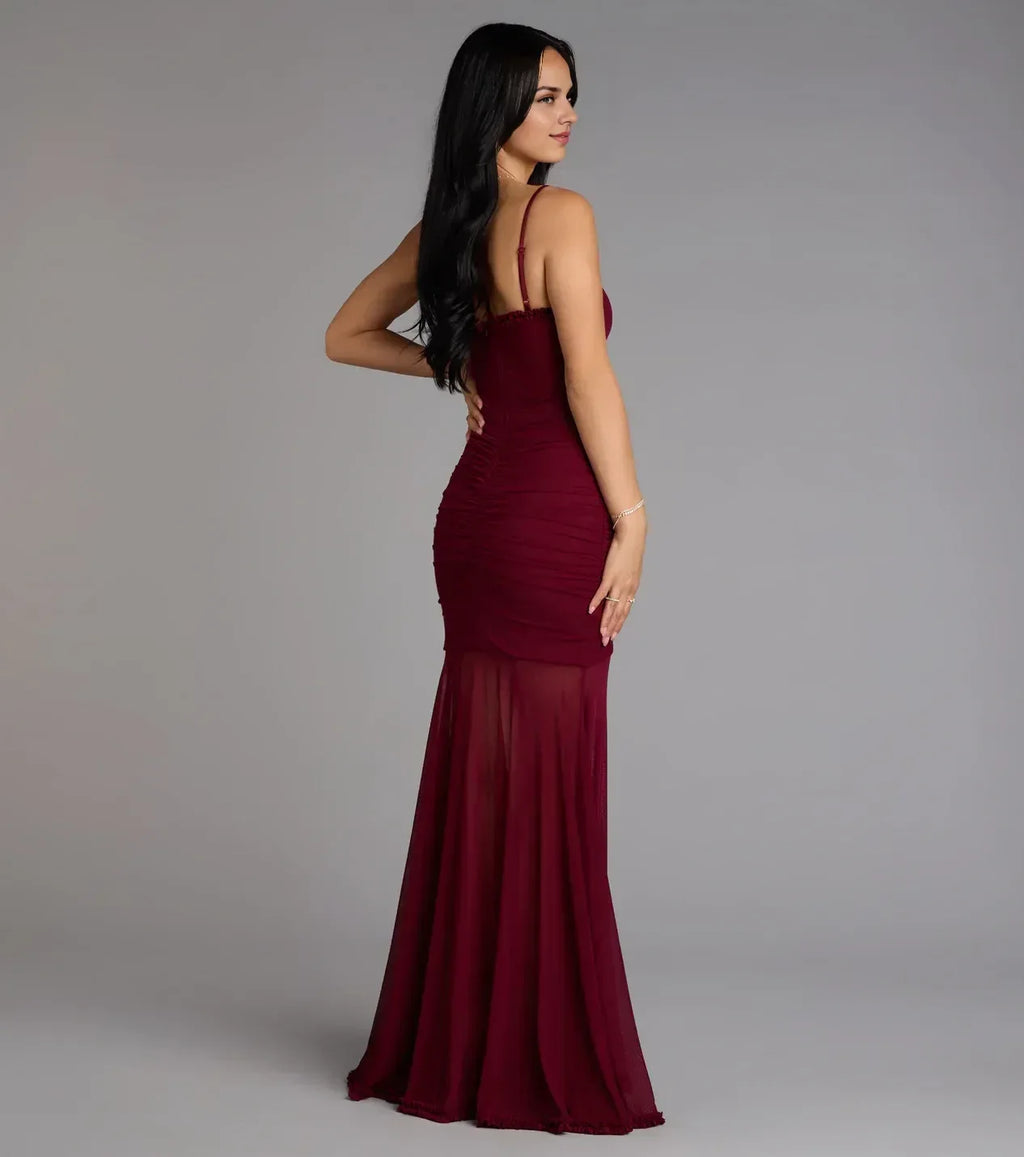 Romantic Trumpet Sweetheart Neck Spaghetti Strap Zipper Back Floor Length Prom Dress