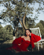Dreamy Whimsical A Line Off Shoulder Wedding Dress With Beaded Corset Bodice For Free Spirited Brides