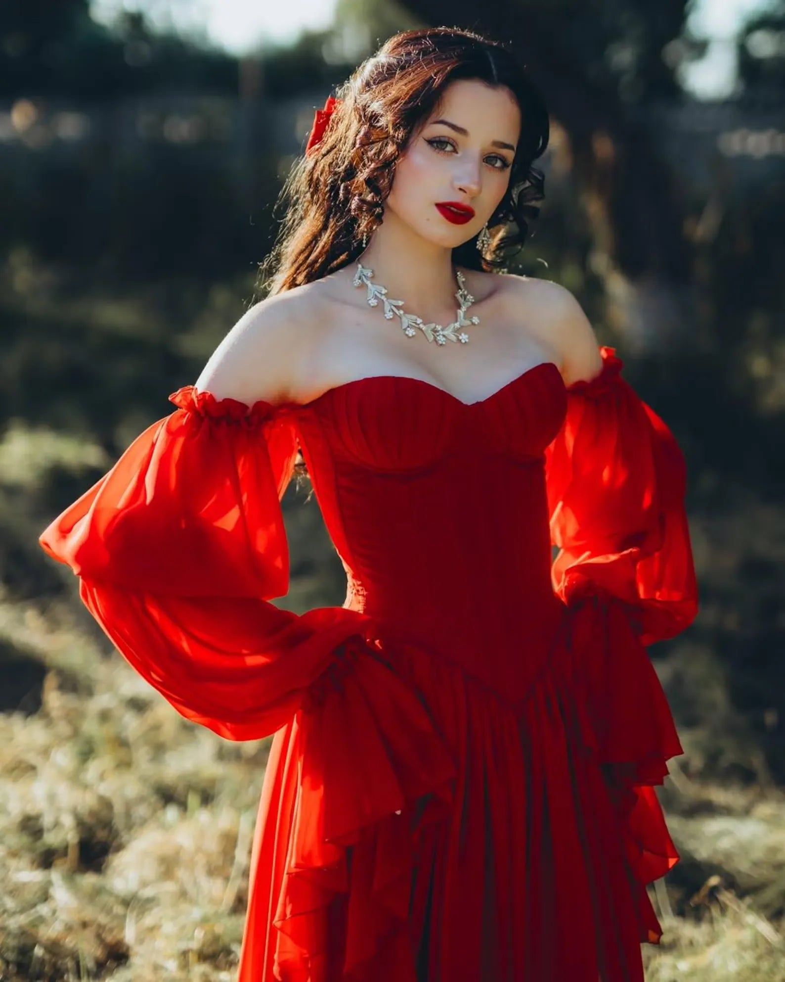 Dreamy Whimsical A Line Off Shoulder Wedding Dress With Beaded Corset Bodice For Free Spirited Brides