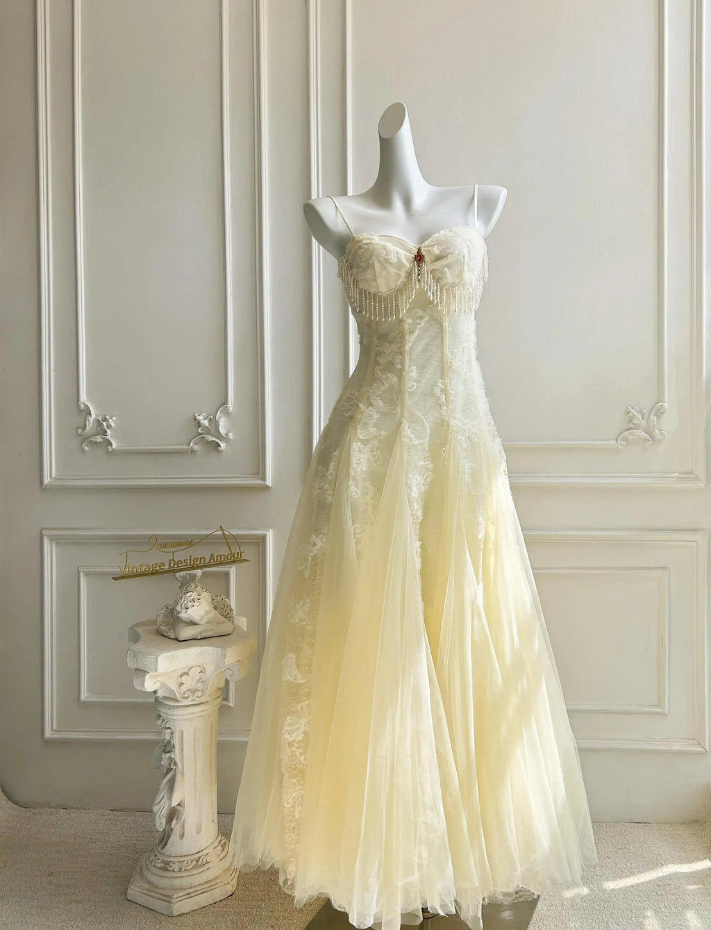 Romantic Cream A Line Prom Dress With Corset Bodice And Fringed Beaded Trim Layered Tulle For Prom Night