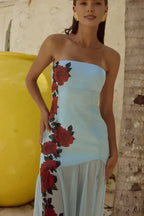 Romantic A-Line Strapless Sleeveless Zipper Up Floor-Length Prom Dress