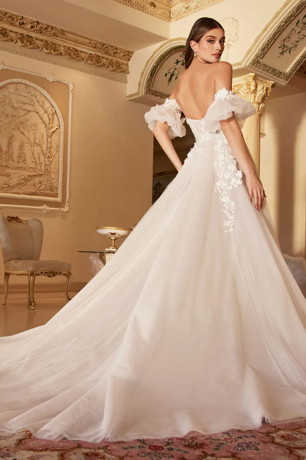 Romantic Prom Dress With Detachable Sleeves White Train A Line Sweetheart Lace Dress For Women