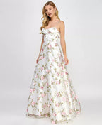Romantic A-Line Sweetheart Sleeveless Flower Printed Floor-Length Prom Dress