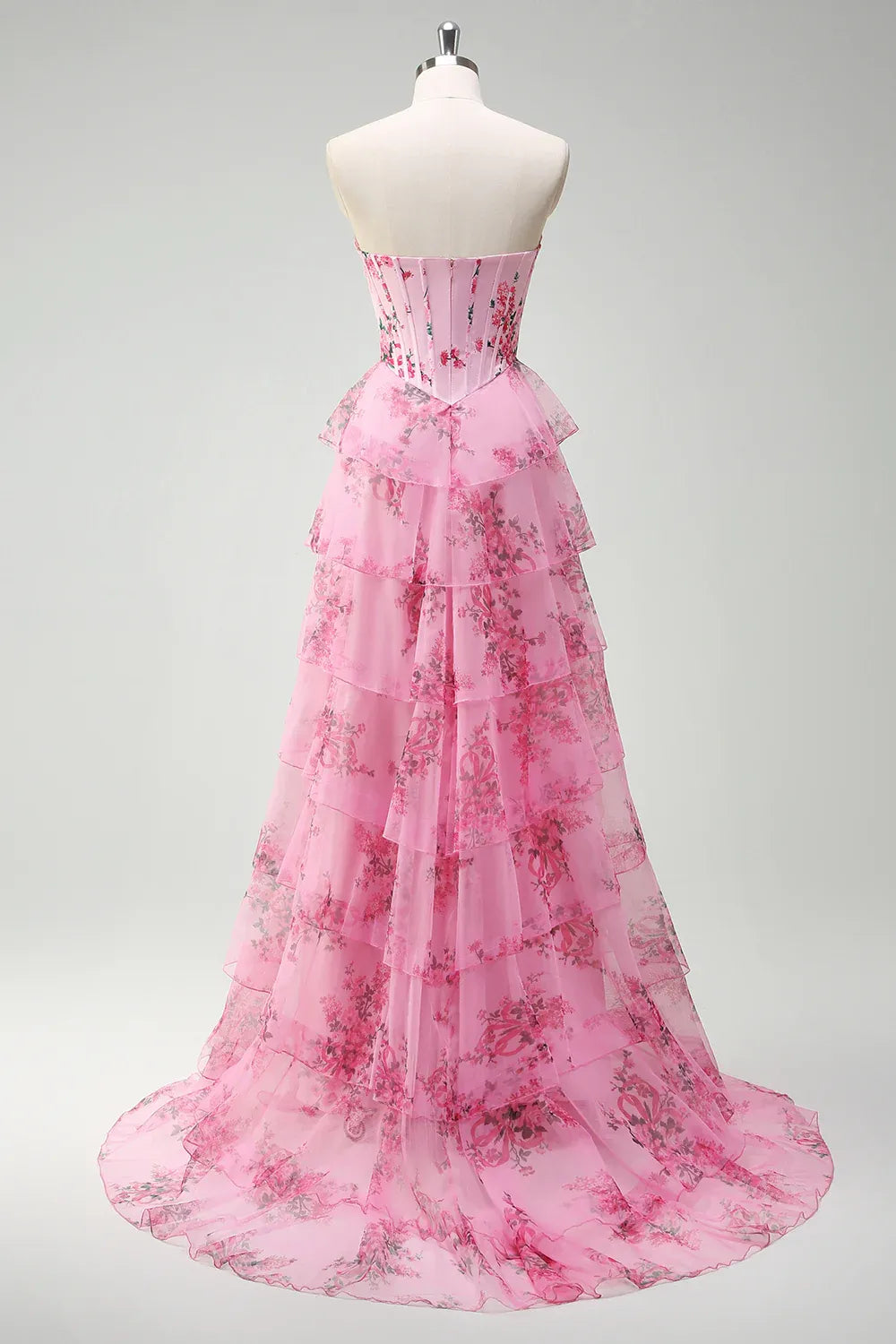 Romantic A-Line Sweetheart Sleeveless Tiered Sweep/Brush Train Evening Dress