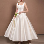 Romantic A-line Square Neck Sleeveless Bow-embellished Ivory Maxi Prom Dress for Women Custom