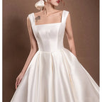 Romantic A-line Square Neck Sleeveless Bow-embellished Ivory Maxi Prom Dress for Women Custom