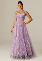 Romantic A-line U Neck Sleeveless Pleated Floor Length Prom Dress