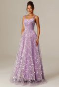 Romantic A-line U Neck Sleeveless Pleated Floor Length Prom Dress