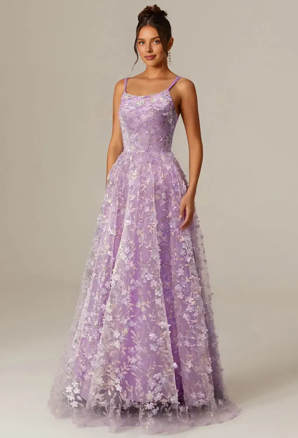 Romantic A-line U Neck Sleeveless Pleated Floor Length Prom Dress