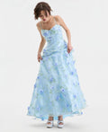 Romantic Ball Gown Sweetheart Sleeveless Flower Printed Floor-Length Prom Dress