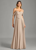 Romantic Chiffon Bridesmaid Dress with Convertible Off-the-Shoulder Neck and Flowing Skirt