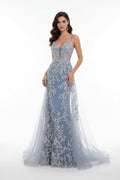 Mermaid Prom Dress Dusty Blue For Prom Goers With Spaghetti Straps Lace Appliques V Back And Elegant Train