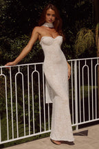 Romantic Mermaid/Trumpet Strapless Sleeveless Backless Floor-Length Prom Dress