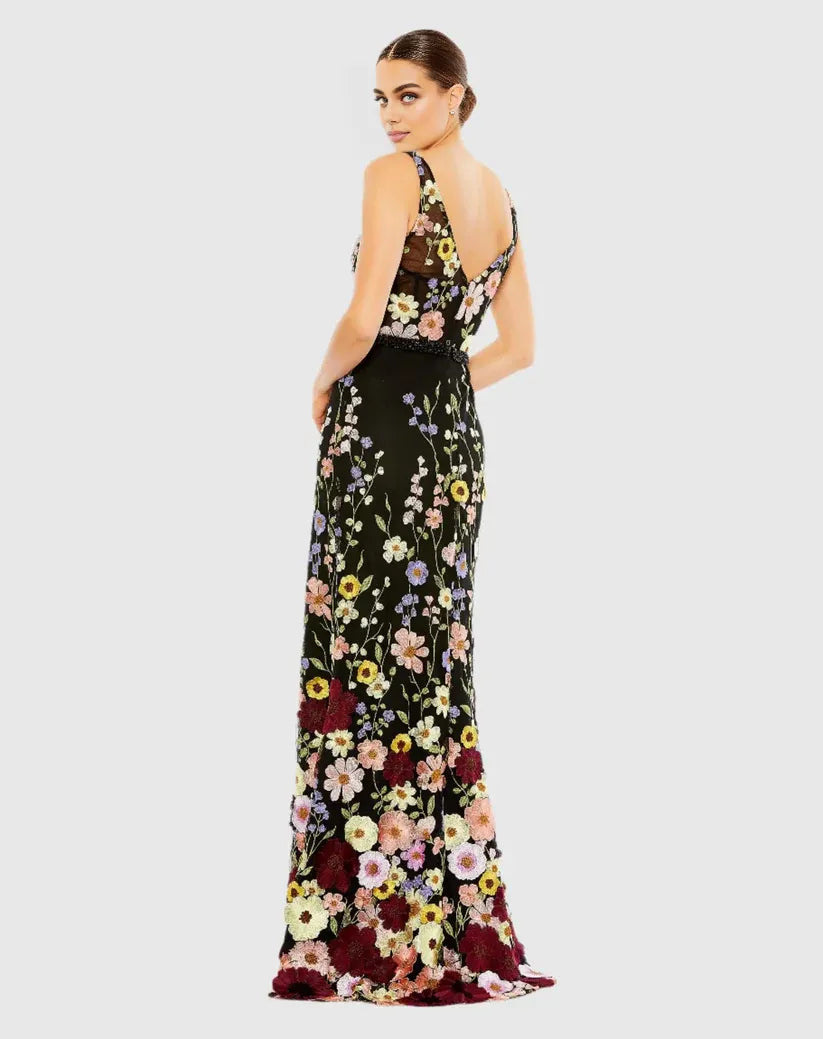 Romantic Mermaid V Neck Sleeveless Backless Sweep/Brush Train Prom Dress