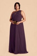 Romantic One-Shoulder Chiffon Bridesmaid Dress with Sheer Panel and Flowy Maxi Skirt