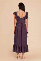 Romantic Ruffled Chiffon Bridesmaid Dress with Sweetheart Neckline and Tiered Midi Skirt