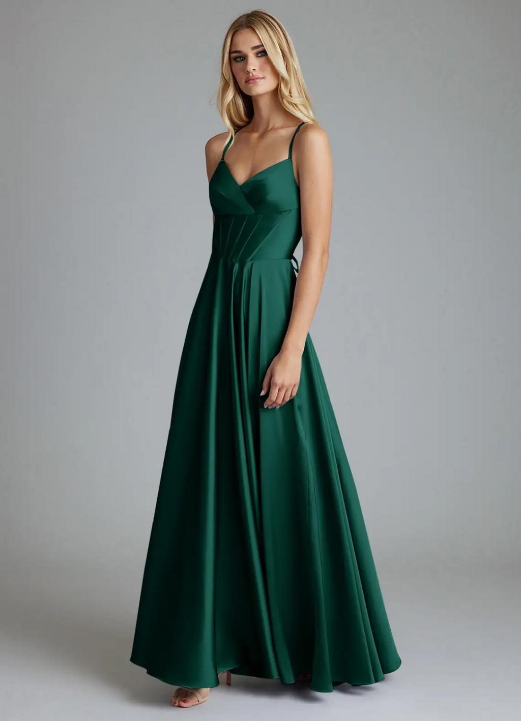 Romantic Satin Sweetheart Neck Corset Bodice Crisscross Lace-Up Back Floor-Length Bridesmaid Dress