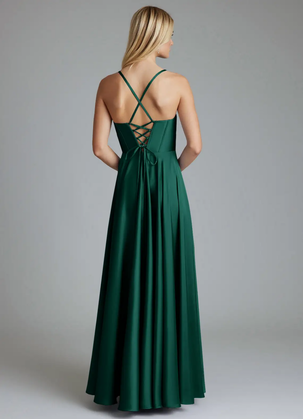 Romantic Satin Sweetheart Neck Corset Bodice Crisscross Lace-Up Back Floor-Length Bridesmaid Dress