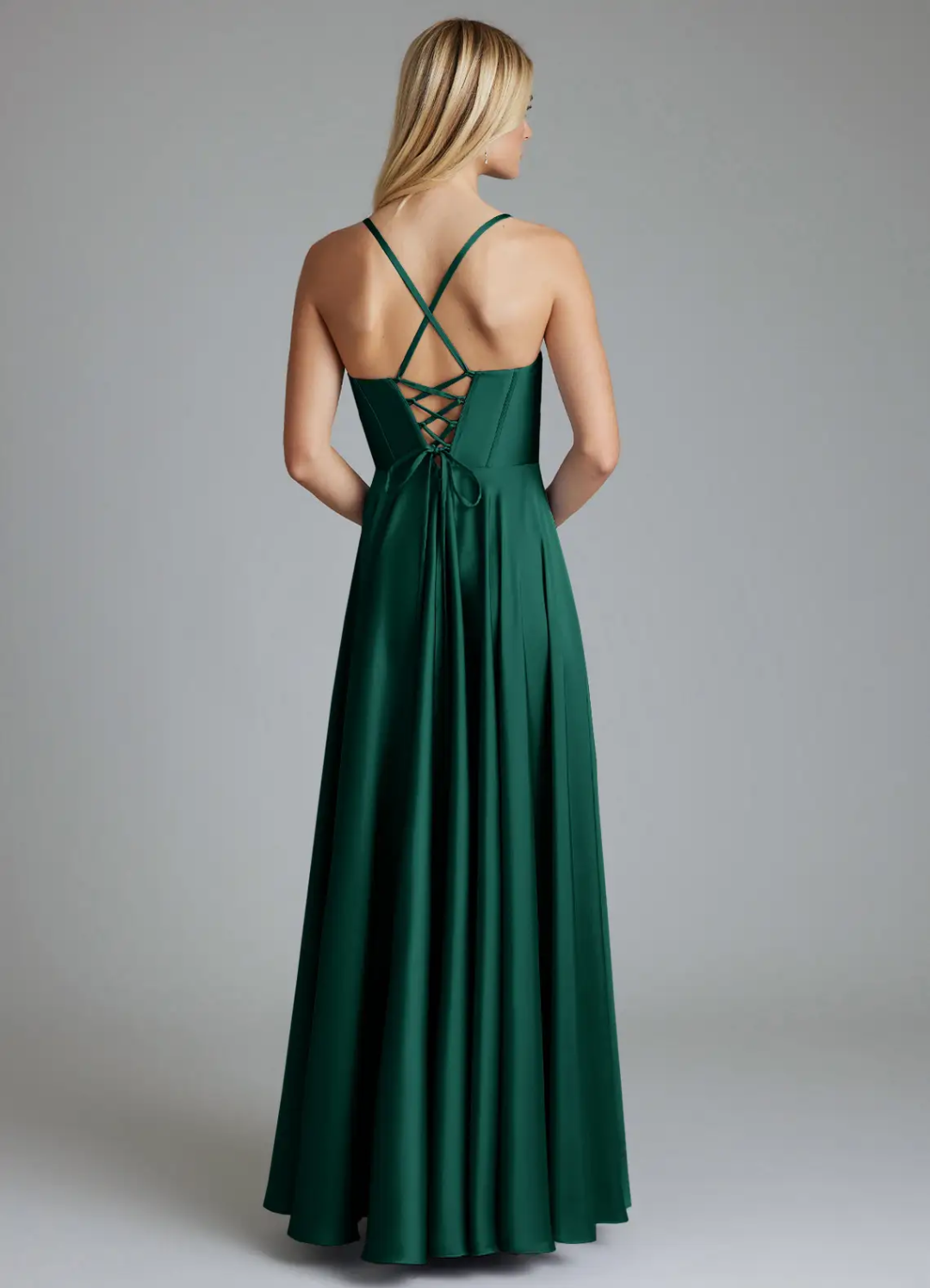 Romantic Satin Sweetheart Neck Corset Bodice Crisscross Lace-Up Back Floor-Length Bridesmaid Dress