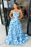 Romantic Sweetheart Sleeveless Empire A-Line Tiered Long Prom Dress
