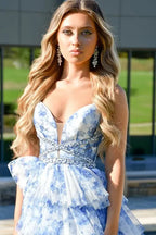 Romantic Sweetheart Sleeveless Empire A-Line Tiered Long Prom Dress