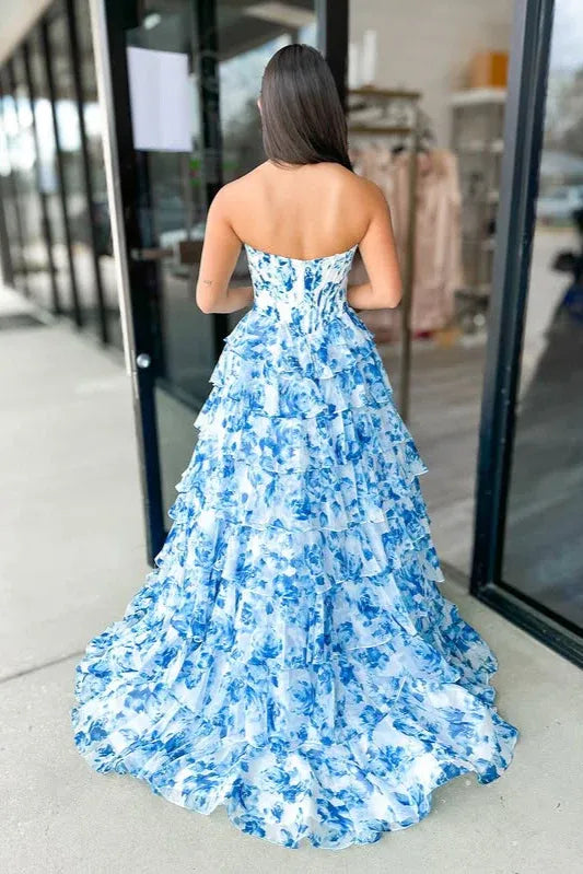 Romantic Sweetheart Sleeveless Empire A-Line Tiered Long Prom Dress