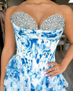Romantic Sweetheart Sleeveless Empire A-Line Tiered Long Prom Dress