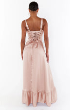 Dress Regular Straps Square Neck Sleeveless Maxi Dress Column Simple Crisscross Back Prom Dress With Slit