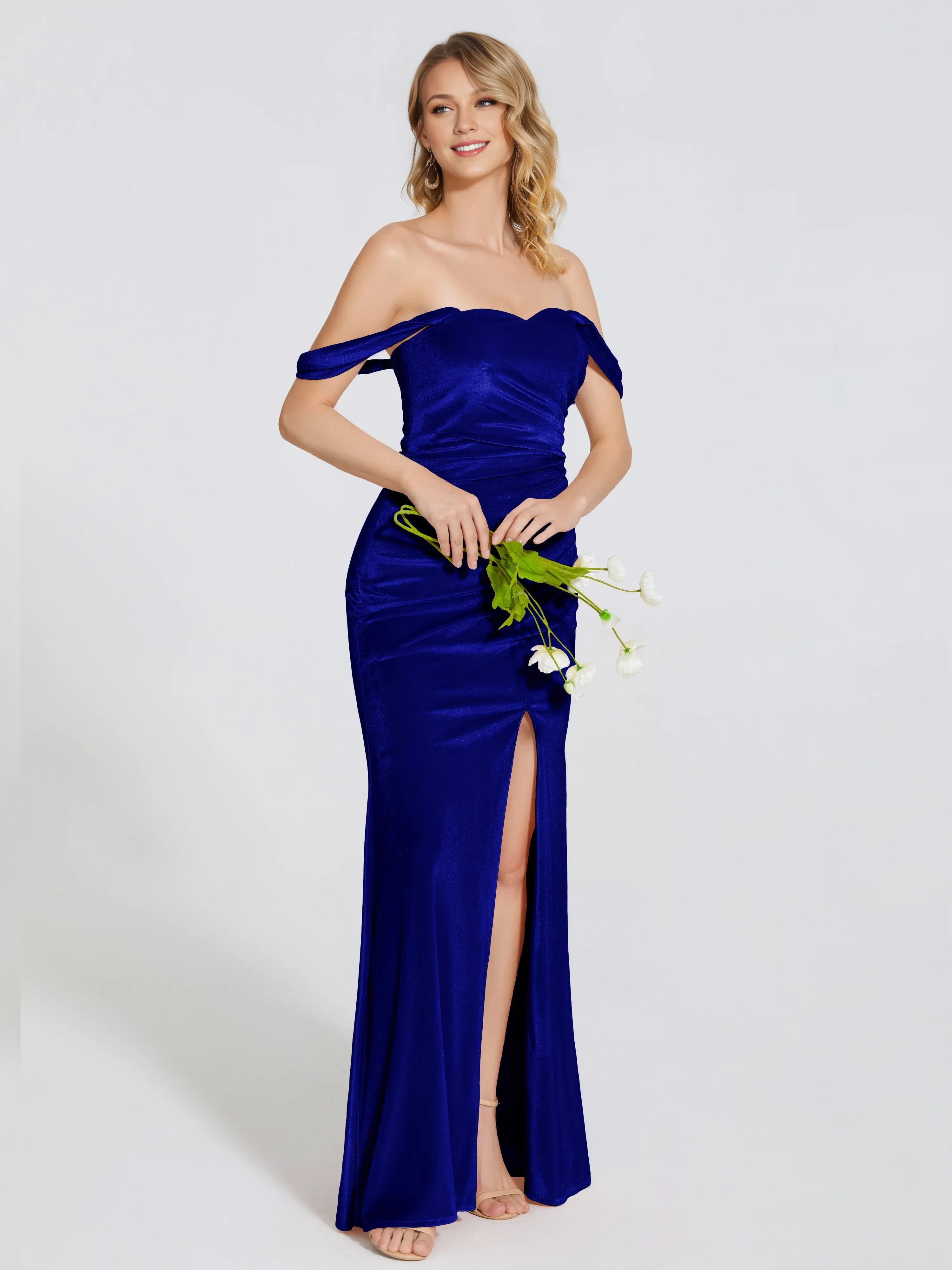 Trumpet Off Shoulder Sleeveless Backless Floor-Length Prom Dress