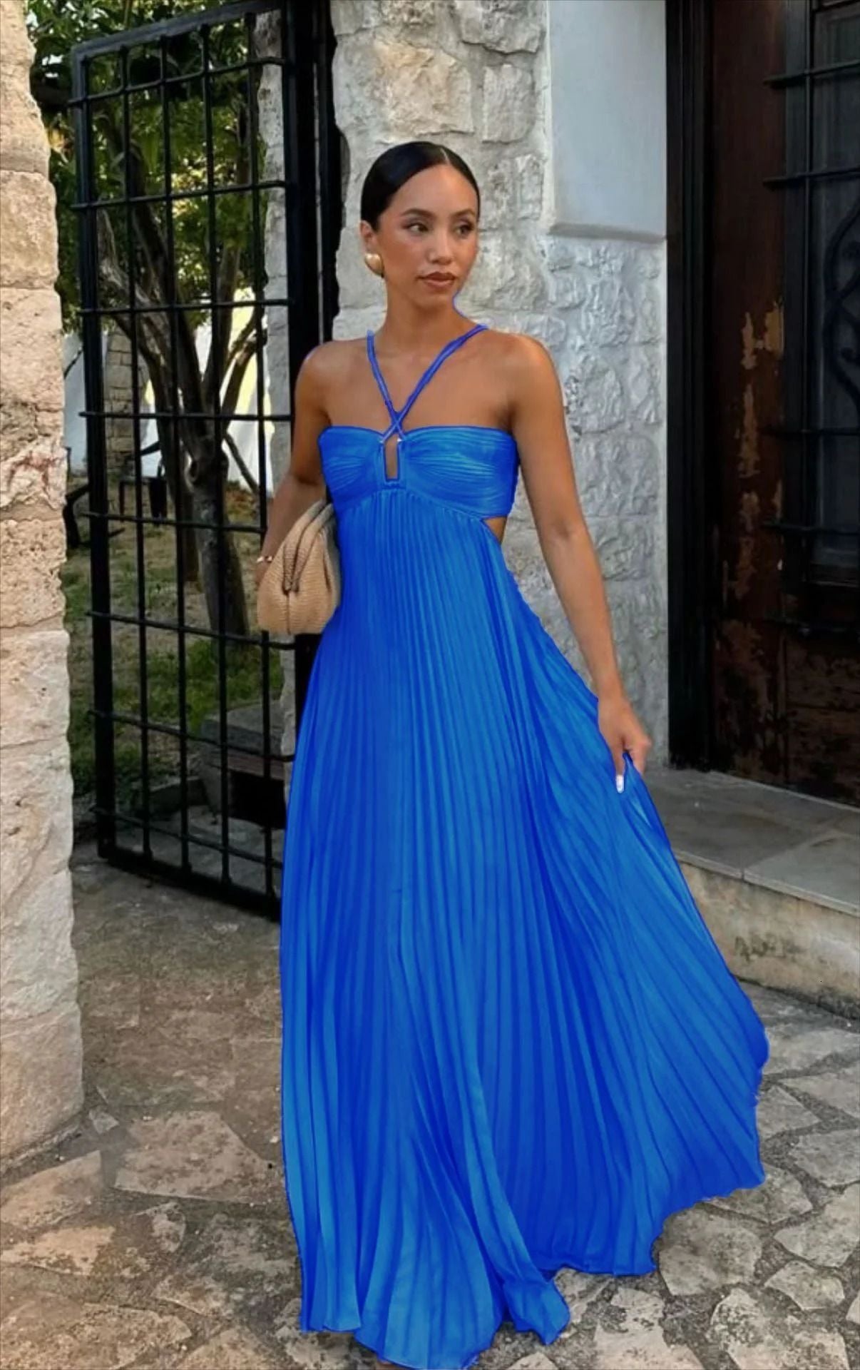 Best Sellers Spaghetti Straps Sleeveless A-Line Cutout Back Long Prom Dress